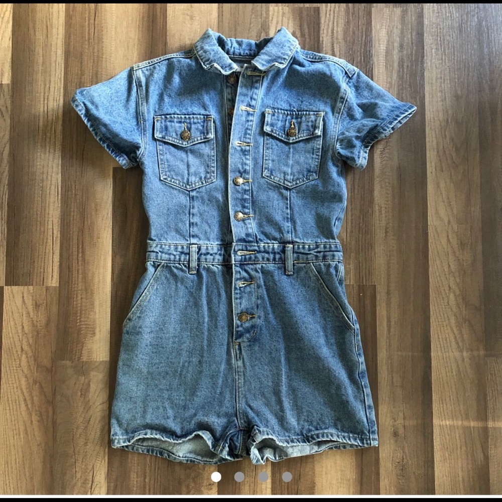 Denim button up romper